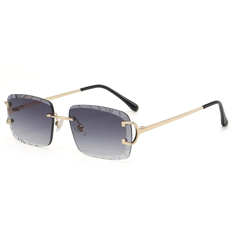 Square Rimless Glasses Trend Metal High-Grade Men'S and Women'S Sunglasses Street Shot Sunglasses