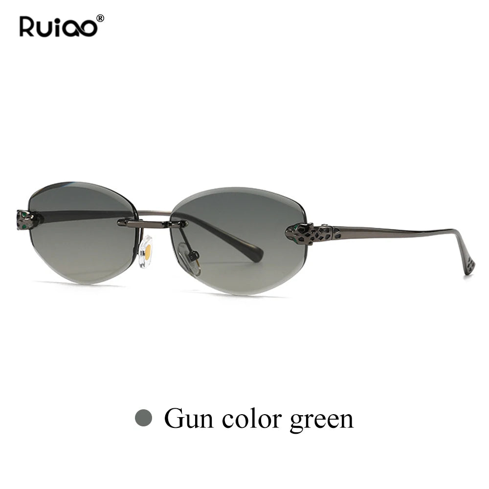 New Rimless Sunglasses for Women Luxury Brand Designer Sun Shades Fashion Diamond Cut for Small Face Oval Y2K Frameless