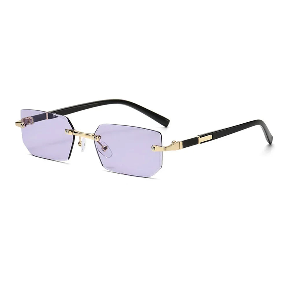 Rimless Cut Edge Rectangle Sunglasses Unisex Frameless Eyewear Designer Fashion Vintage Square Shade Y2K Sun Glasses Goggles
