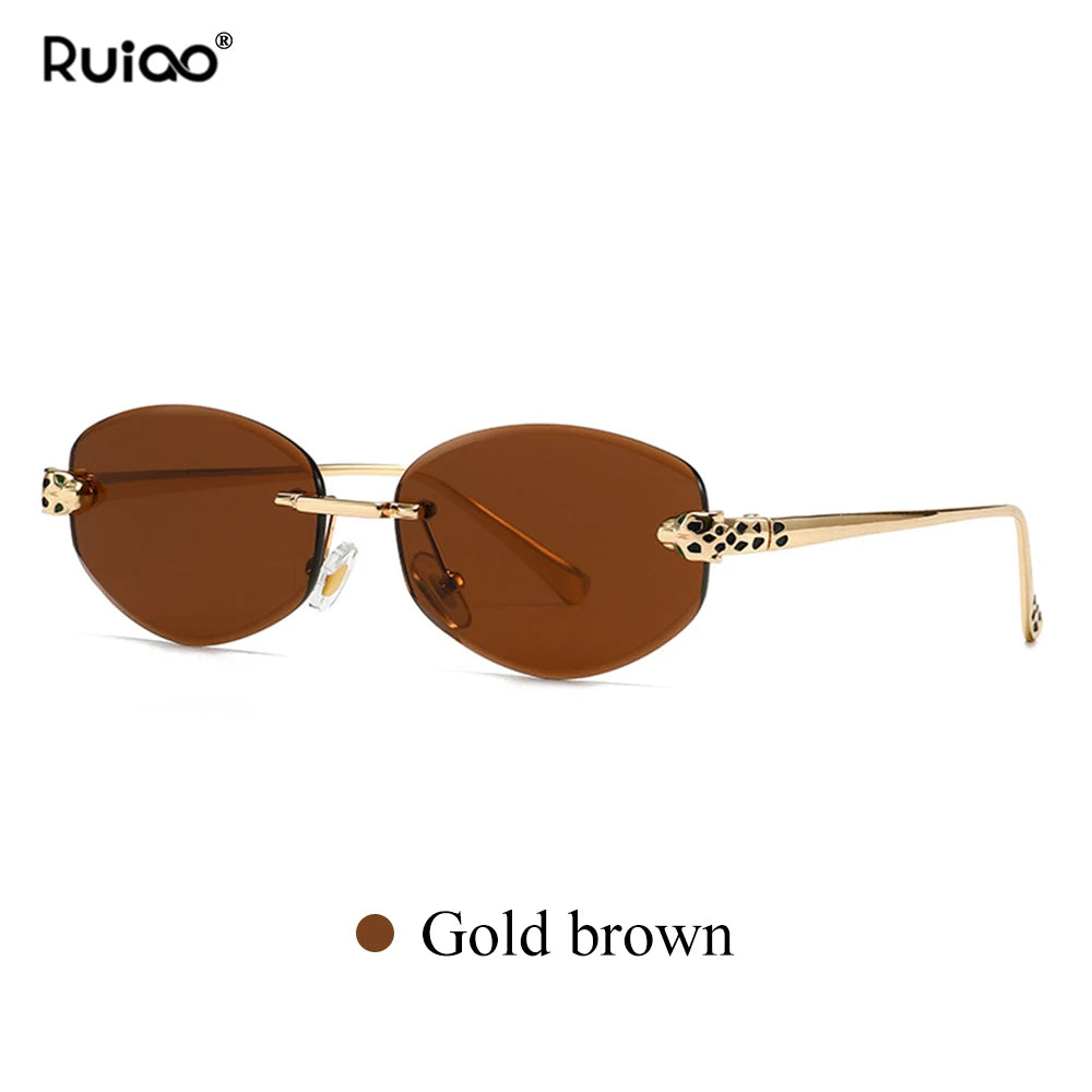 New Rimless Sunglasses for Women Luxury Brand Designer Sun Shades Fashion Diamond Cut for Small Face Oval Y2K Frameless