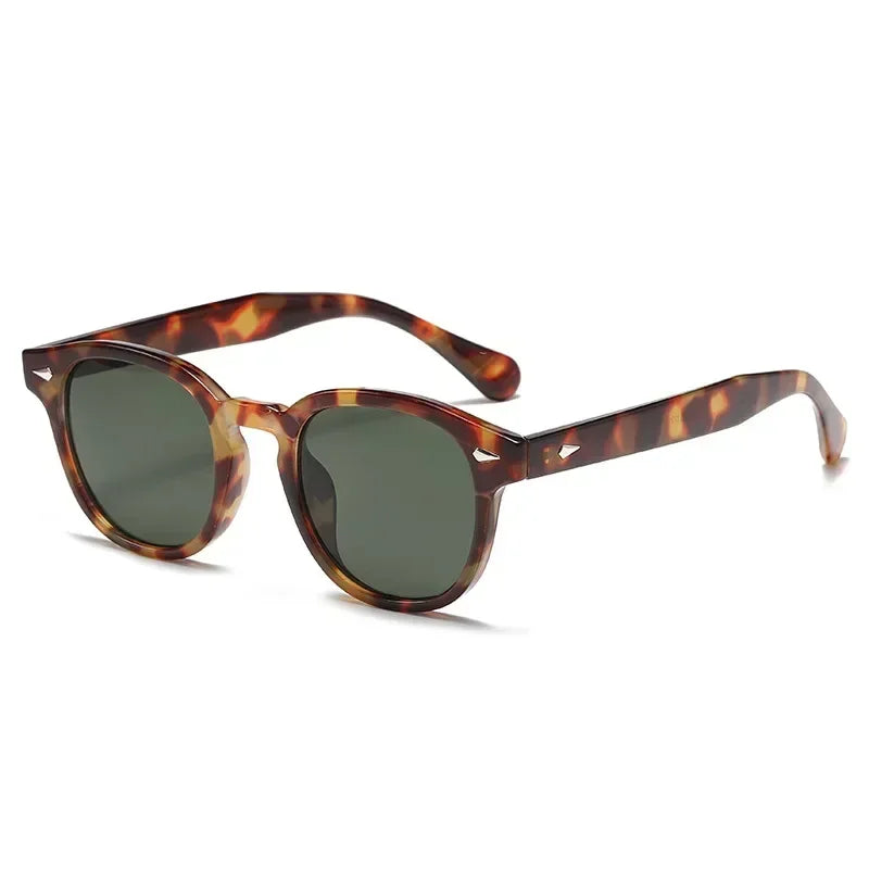 Quality New Retro round Sunglasses Women Fashion Rivets Decoration Shades UV400 Men Punk Leopard Sun Glasses