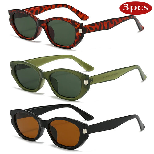 1/3Pcs Fashion Cat Eye Vintage Sunglasses Women Oval Small Frame Eyewear Women Personality Simple Sun Protection Glasses UV400