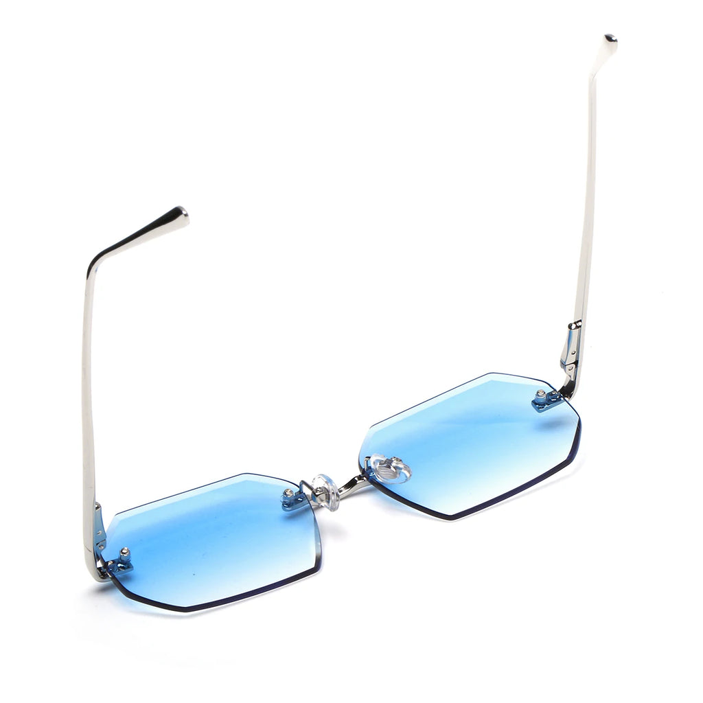 Sunglasses Men Brand Designer Fashion Rimless Sun Glasses Shades Diamond Cut Lens Ladies Frameless Metal Eye Glasses