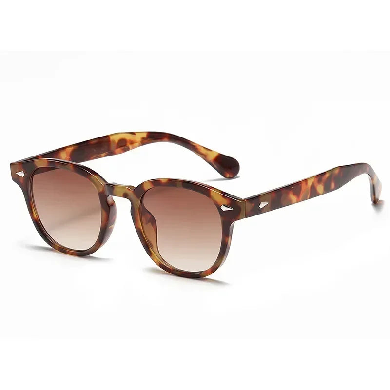 Quality New Retro round Sunglasses Women Fashion Rivets Decoration Shades UV400 Men Punk Leopard Sun Glasses
