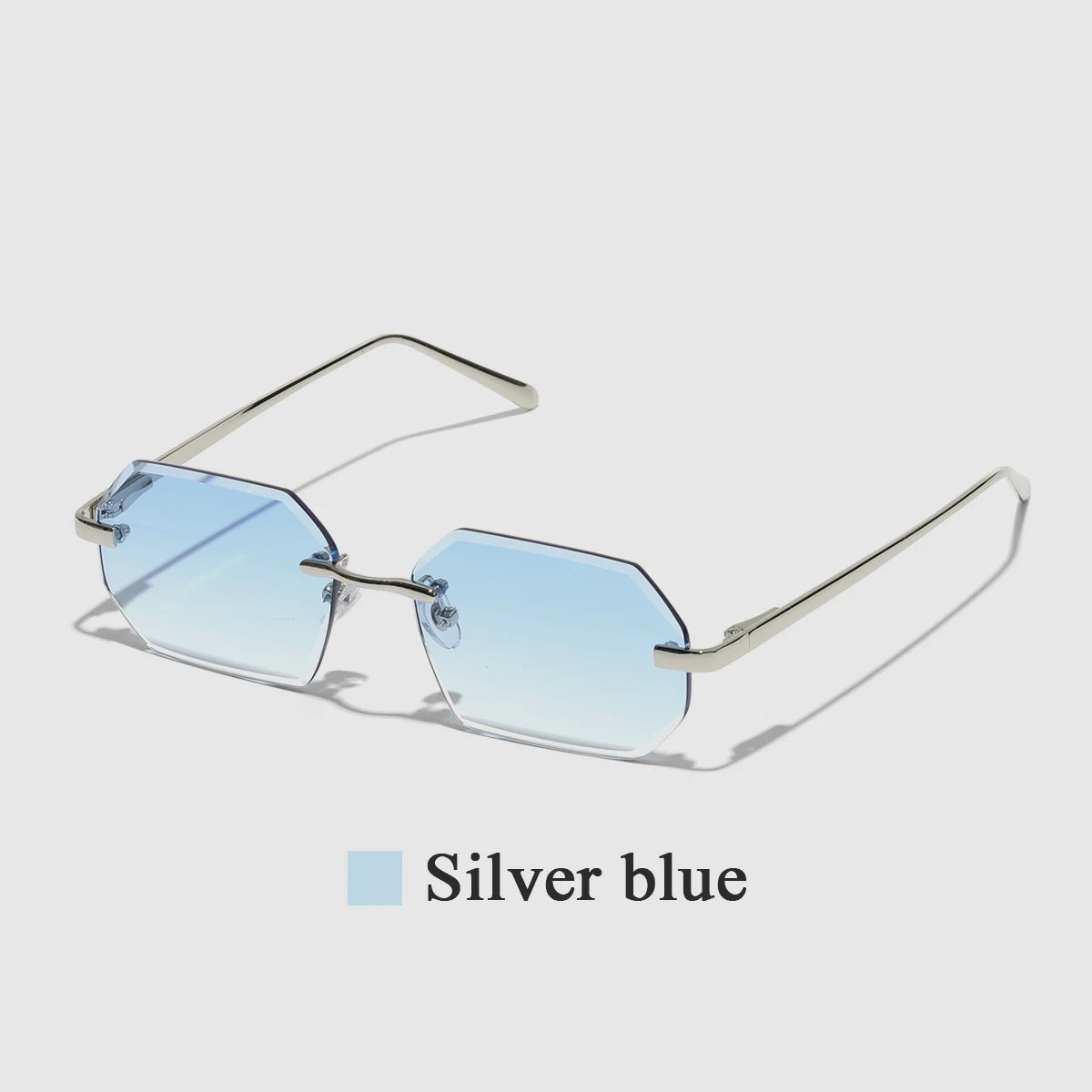 Sunglasses Men Brand Designer Fashion Rimless Sun Glasses Shades Diamond Cut Lens Ladies Frameless Metal Eye Glasses
