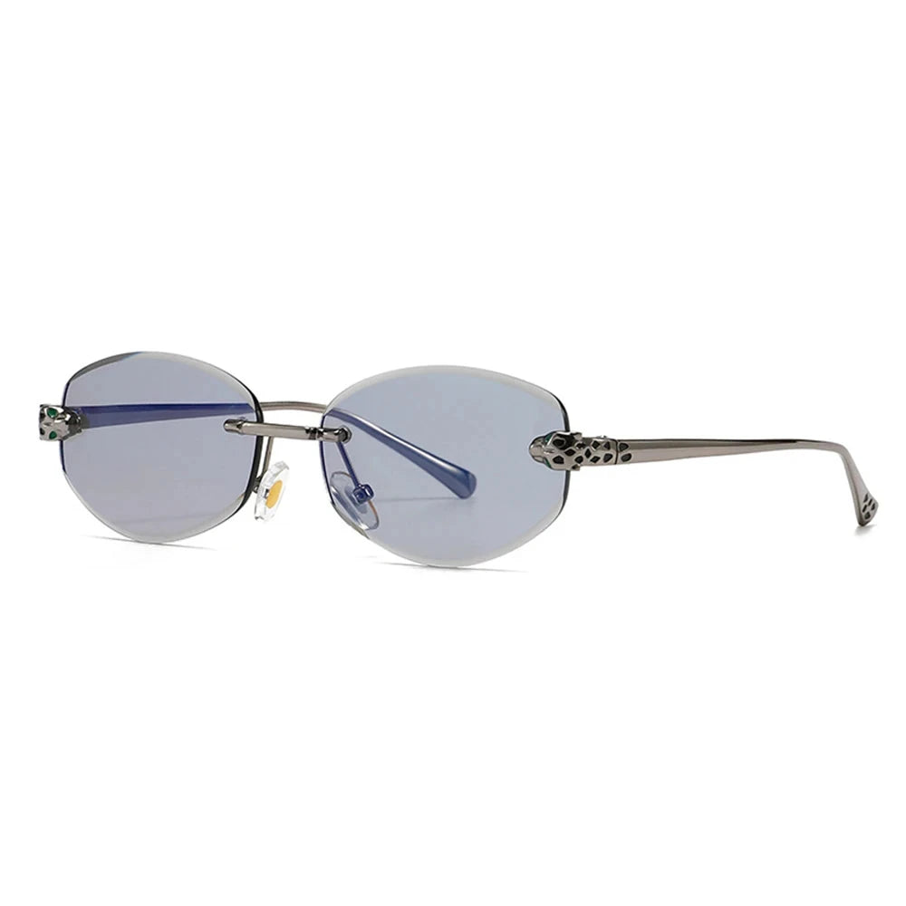 New Rimless Sunglasses for Women Luxury Brand Designer Sun Shades Fashion Diamond Cut for Small Face Oval Y2K Frameless