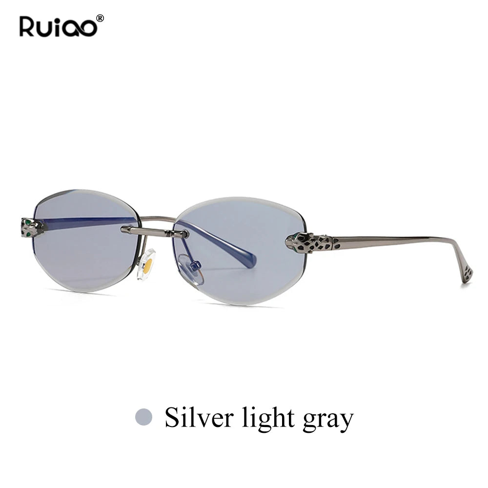 New Rimless Sunglasses for Women Luxury Brand Designer Sun Shades Fashion Diamond Cut for Small Face Oval Y2K Frameless