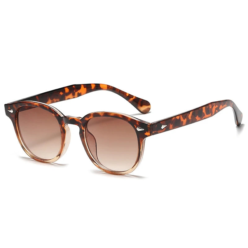 Quality New Retro round Sunglasses Women Fashion Rivets Decoration Shades UV400 Men Punk Leopard Sun Glasses