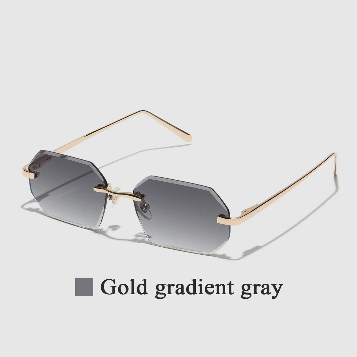 Sunglasses Men Brand Designer Fashion Rimless Sun Glasses Shades Diamond Cut Lens Ladies Frameless Metal Eye Glasses