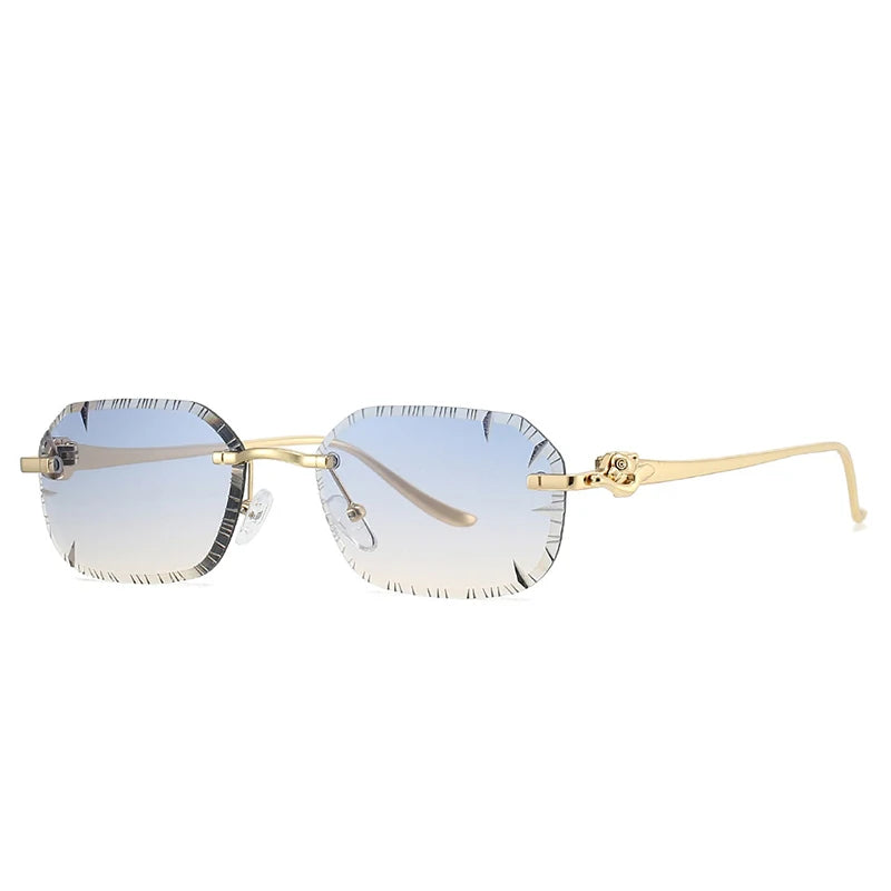 New 2026 Fashion Brand Luxury Designer Sunglasses Women Leopard Elegant Rimless Trendy Shades Glasses Travel Party Sunglasses