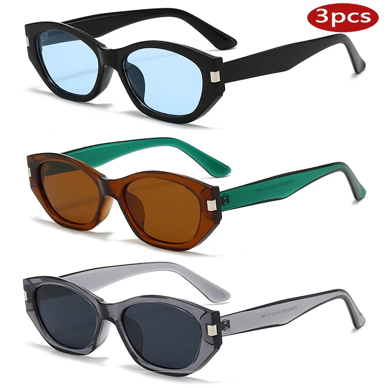 1/3Pcs Fashion Cat Eye Vintage Sunglasses Women Oval Small Frame Eyewear Women Personality Simple Sun Protection Glasses UV400