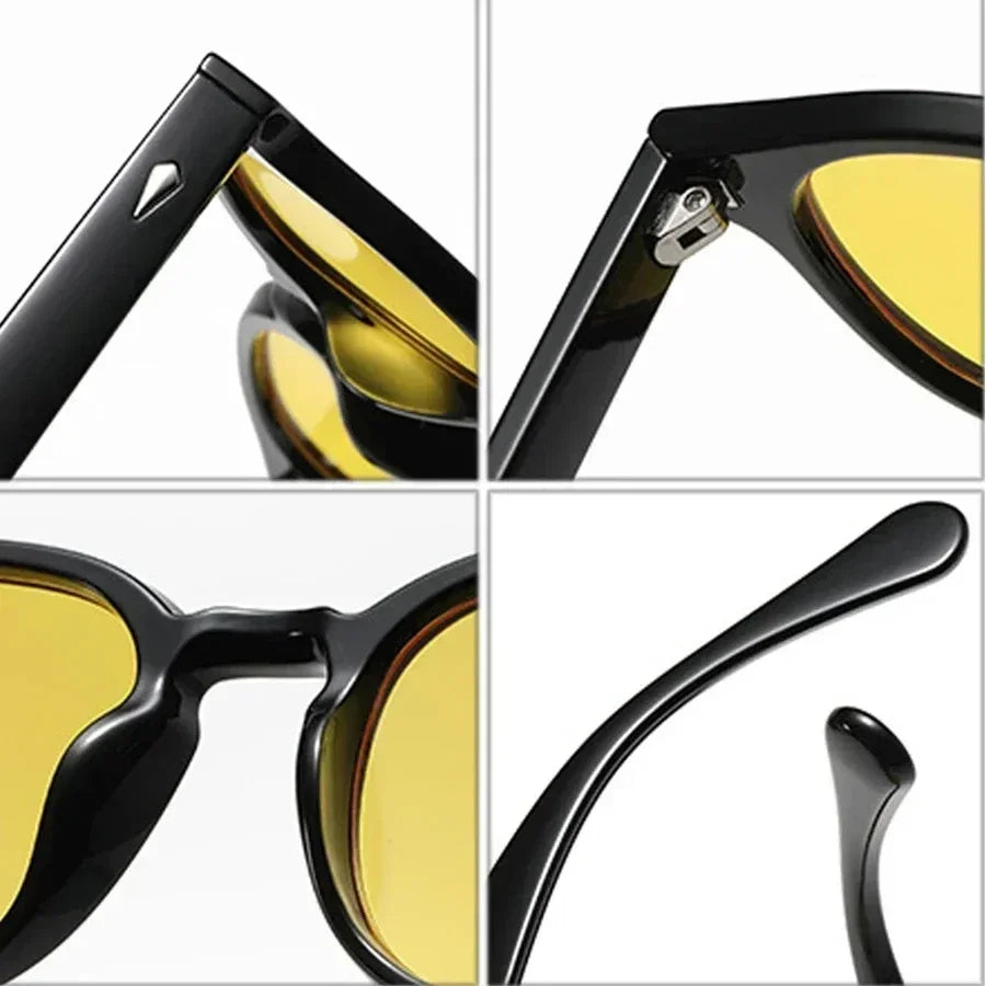 Quality New Retro round Sunglasses Women Fashion Rivets Decoration Shades UV400 Men Punk Leopard Sun Glasses