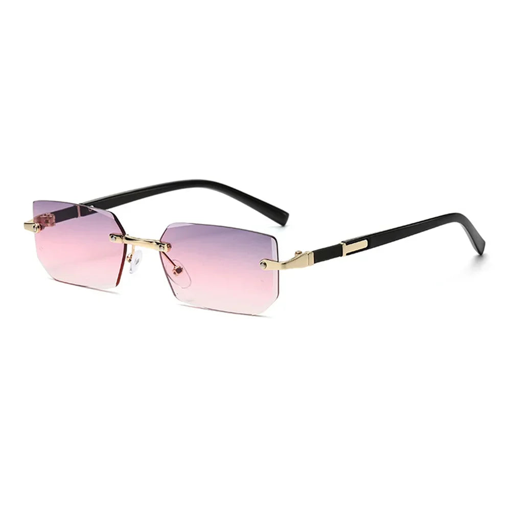 Rimless Cut Edge Rectangle Sunglasses Unisex Frameless Eyewear Designer Fashion Vintage Square Shade Y2K Sun Glasses Goggles