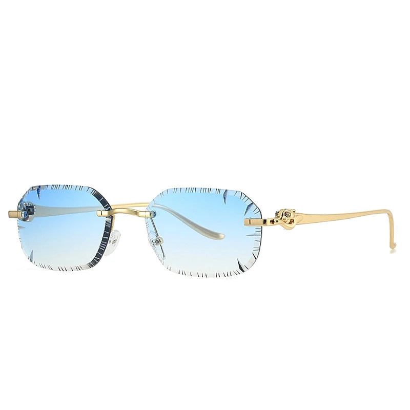 New 2026 Fashion Brand Luxury Designer Sunglasses Women Leopard Elegant Rimless Trendy Shades Glasses Travel Party Sunglasses