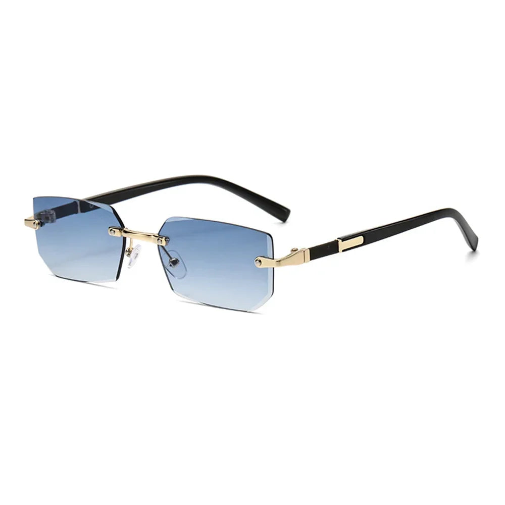 Rimless Cut Edge Rectangle Sunglasses Unisex Frameless Eyewear Designer Fashion Vintage Square Shade Y2K Sun Glasses Goggles