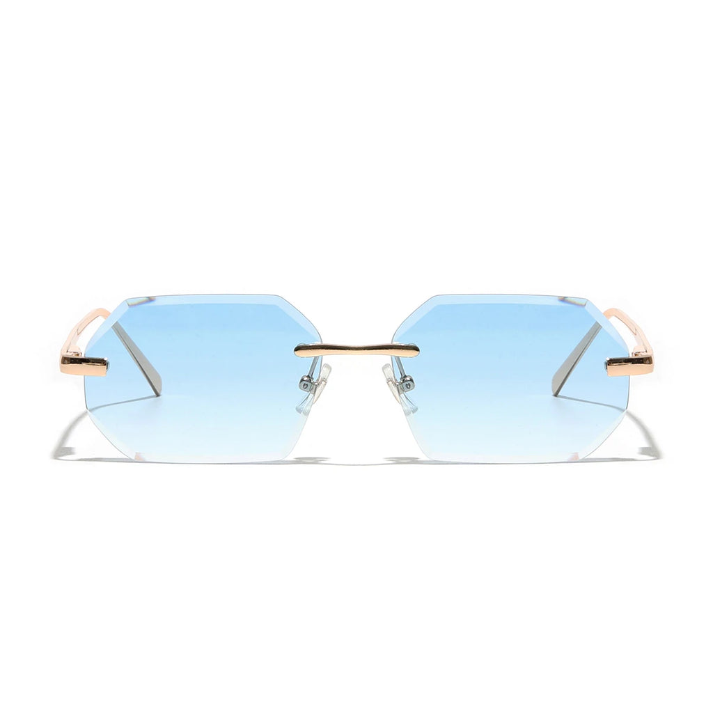 Sunglasses Men Brand Designer Fashion Rimless Sun Glasses Shades Diamond Cut Lens Ladies Frameless Metal Eye Glasses
