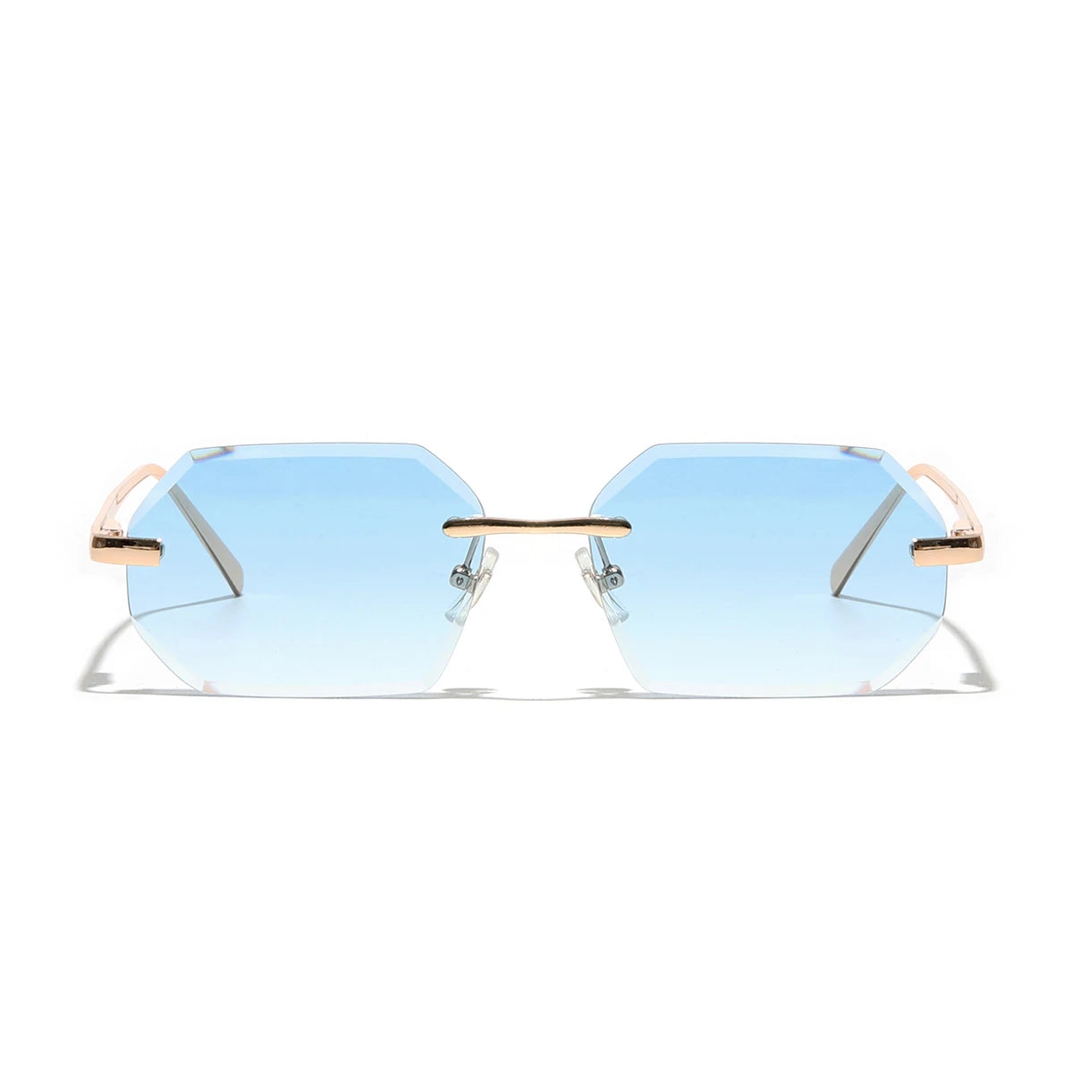 Sunglasses Men Brand Designer Fashion Rimless Sun Glasses Shades Diamond Cut Lens Ladies Frameless Metal Eye Glasses