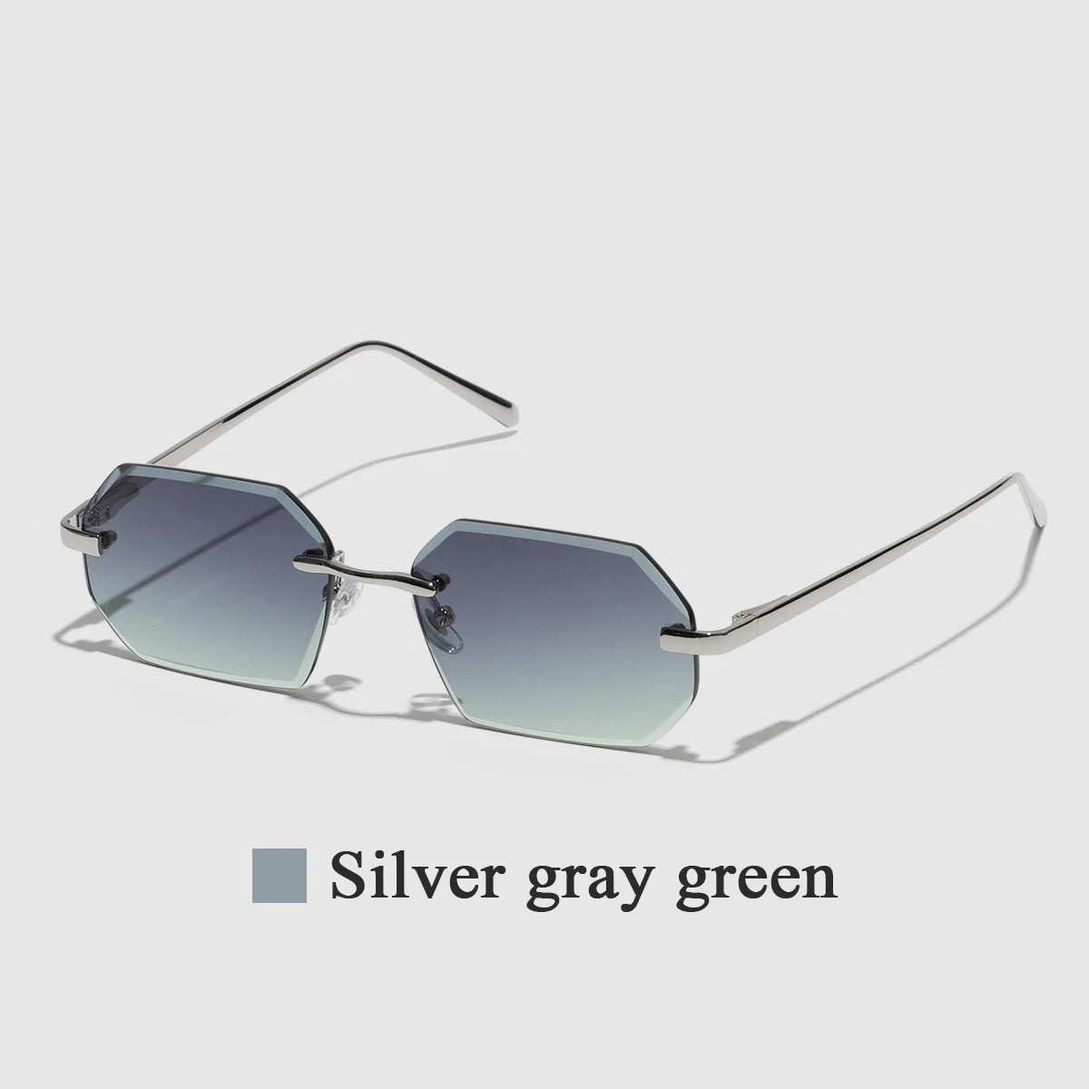 Sunglasses Men Brand Designer Fashion Rimless Sun Glasses Shades Diamond Cut Lens Ladies Frameless Metal Eye Glasses