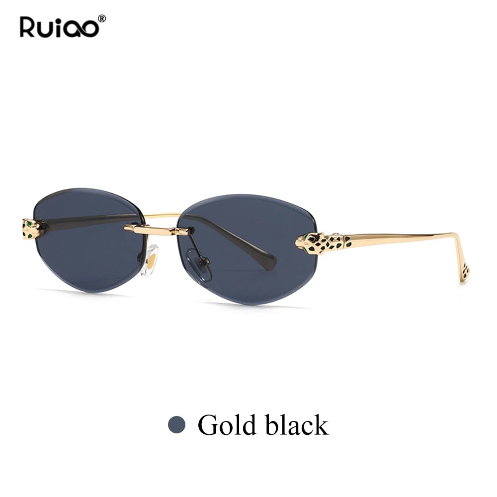 New Rimless Sunglasses for Women Luxury Brand Designer Sun Shades Fashion Diamond Cut for Small Face Oval Y2K Frameless