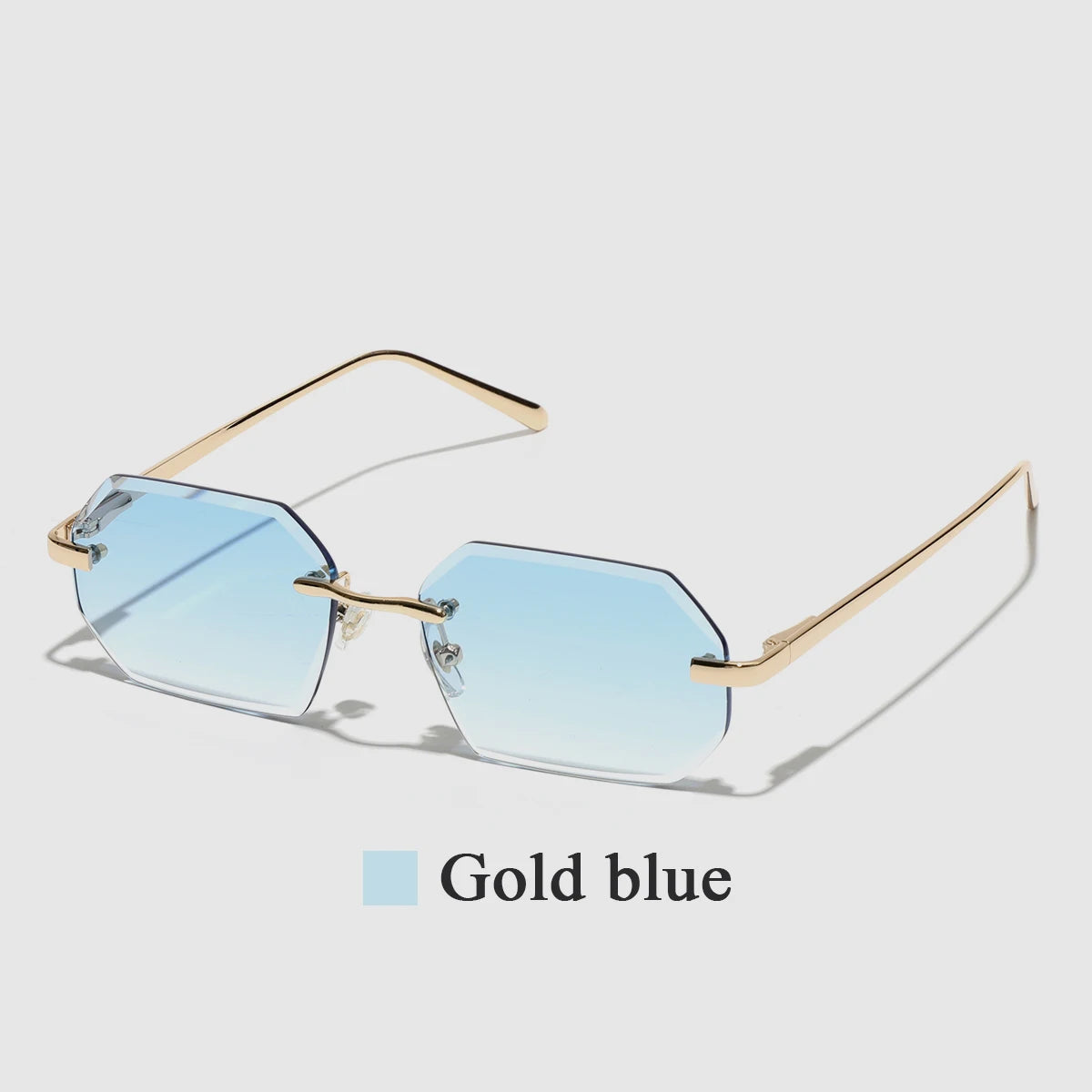 Sunglasses Men Brand Designer Fashion Rimless Sun Glasses Shades Diamond Cut Lens Ladies Frameless Metal Eye Glasses