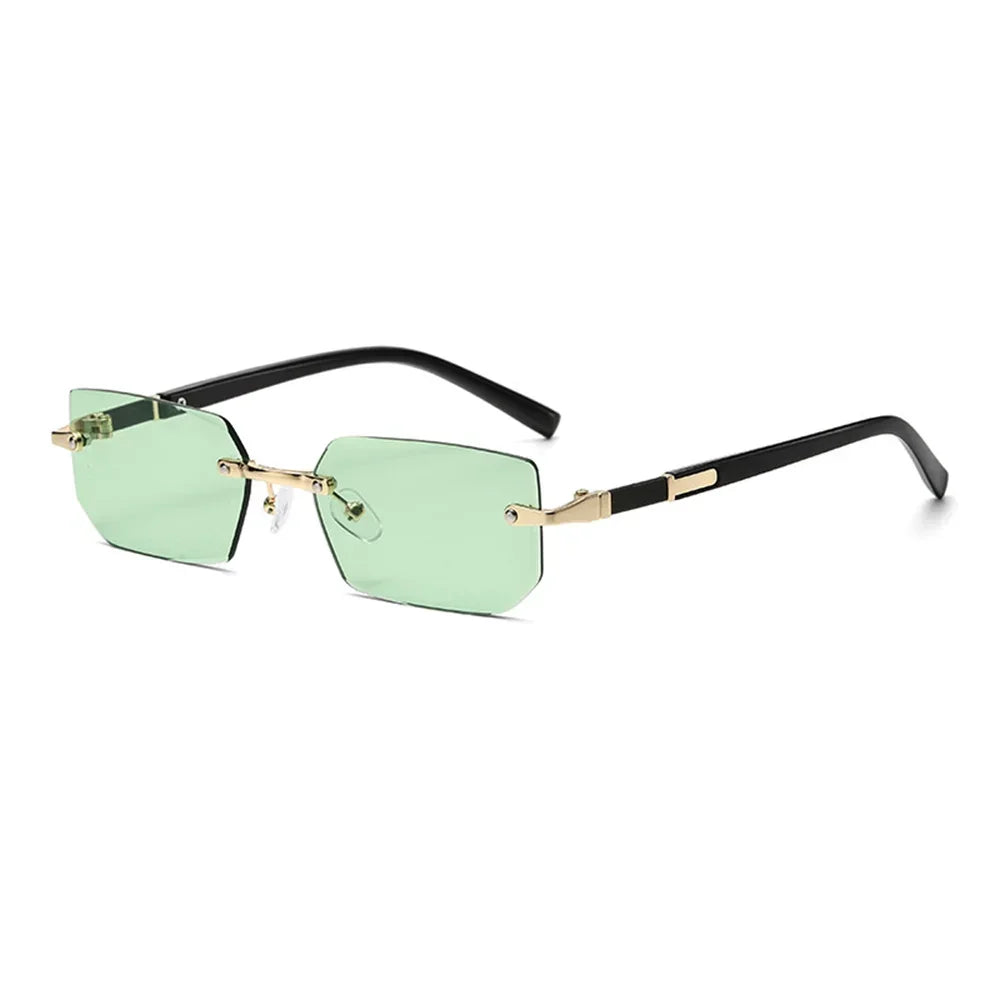 Rimless Cut Edge Rectangle Sunglasses Unisex Frameless Eyewear Designer Fashion Vintage Square Shade Y2K Sun Glasses Goggles