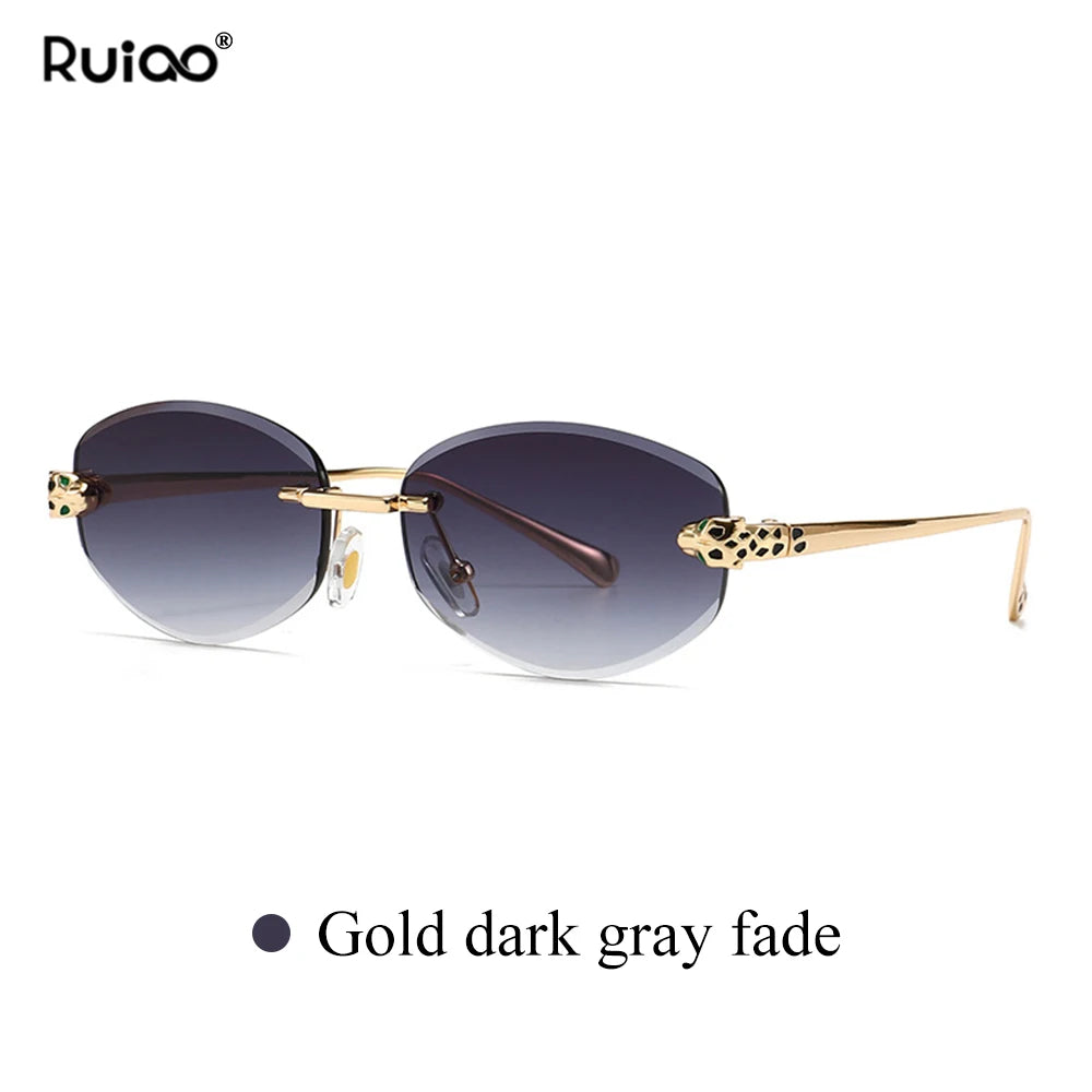 New Rimless Sunglasses for Women Luxury Brand Designer Sun Shades Fashion Diamond Cut for Small Face Oval Y2K Frameless