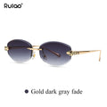 New Rimless Sunglasses for Women Luxury Brand Designer Sun Shades Fashion Diamond Cut for Small Face Oval Y2K Frameless