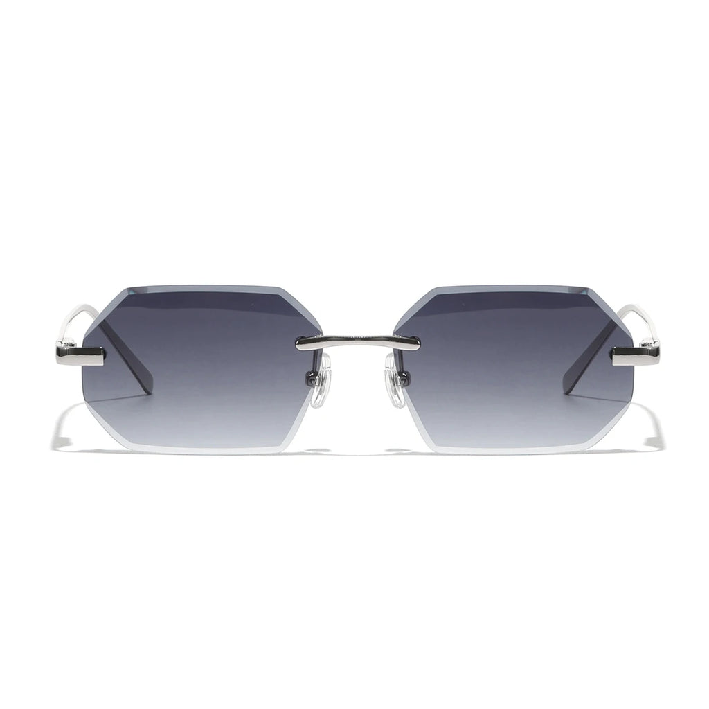 Sunglasses Men Brand Designer Fashion Rimless Sun Glasses Shades Diamond Cut Lens Ladies Frameless Metal Eye Glasses