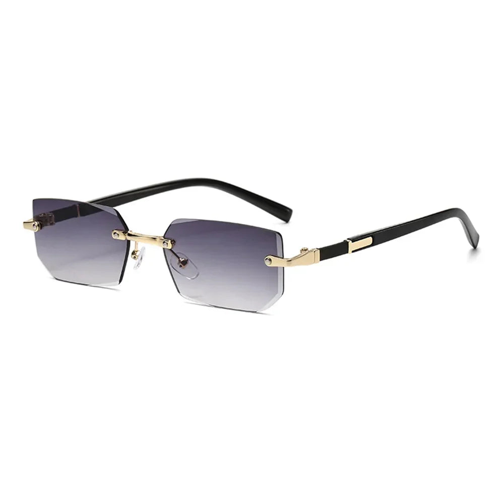 Rimless Cut Edge Rectangle Sunglasses Unisex Frameless Eyewear Designer Fashion Vintage Square Shade Y2K Sun Glasses Goggles