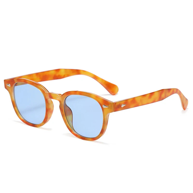 Quality New Retro round Sunglasses Women Fashion Rivets Decoration Shades UV400 Men Punk Leopard Sun Glasses