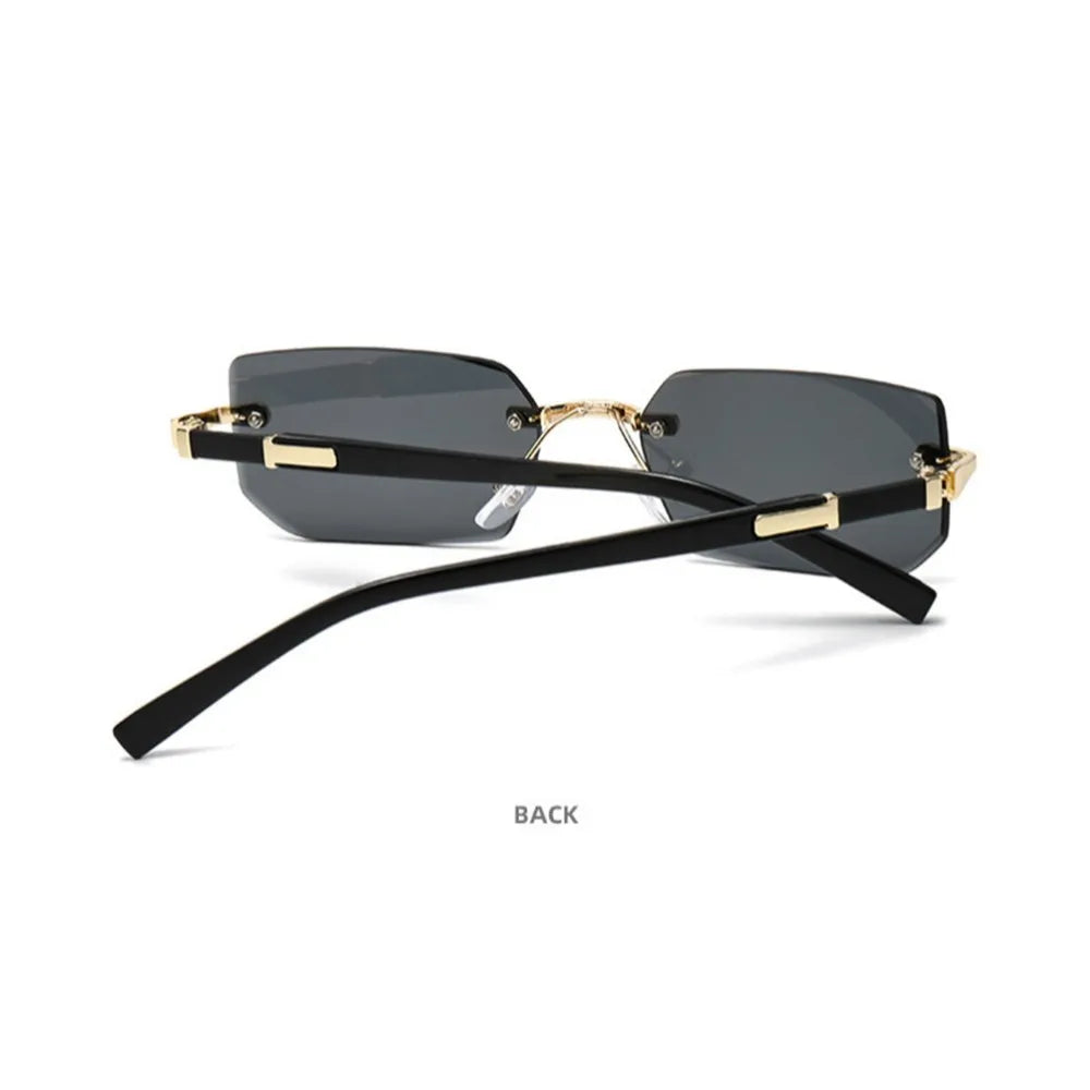 Rimless Cut Edge Rectangle Sunglasses Unisex Frameless Eyewear Designer Fashion Vintage Square Shade Y2K Sun Glasses Goggles