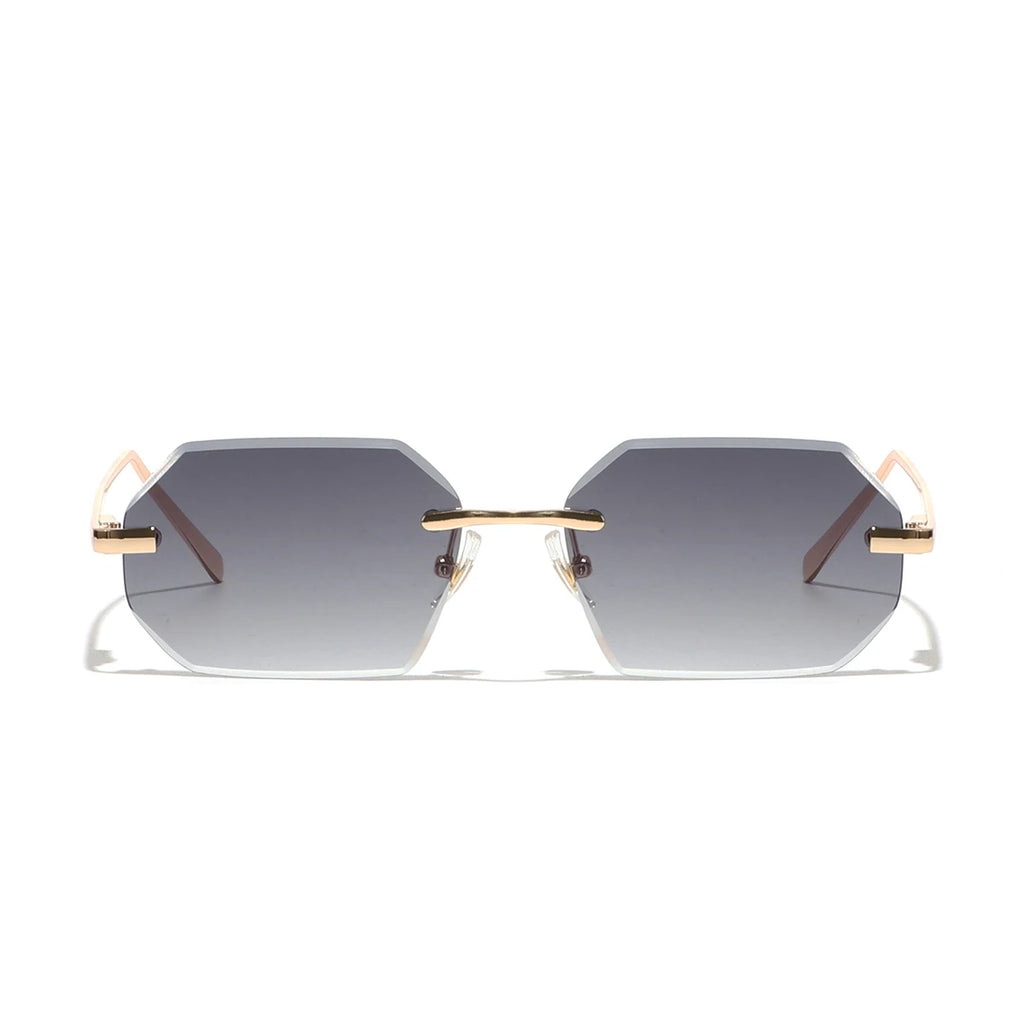 Sunglasses Men Brand Designer Fashion Rimless Sun Glasses Shades Diamond Cut Lens Ladies Frameless Metal Eye Glasses