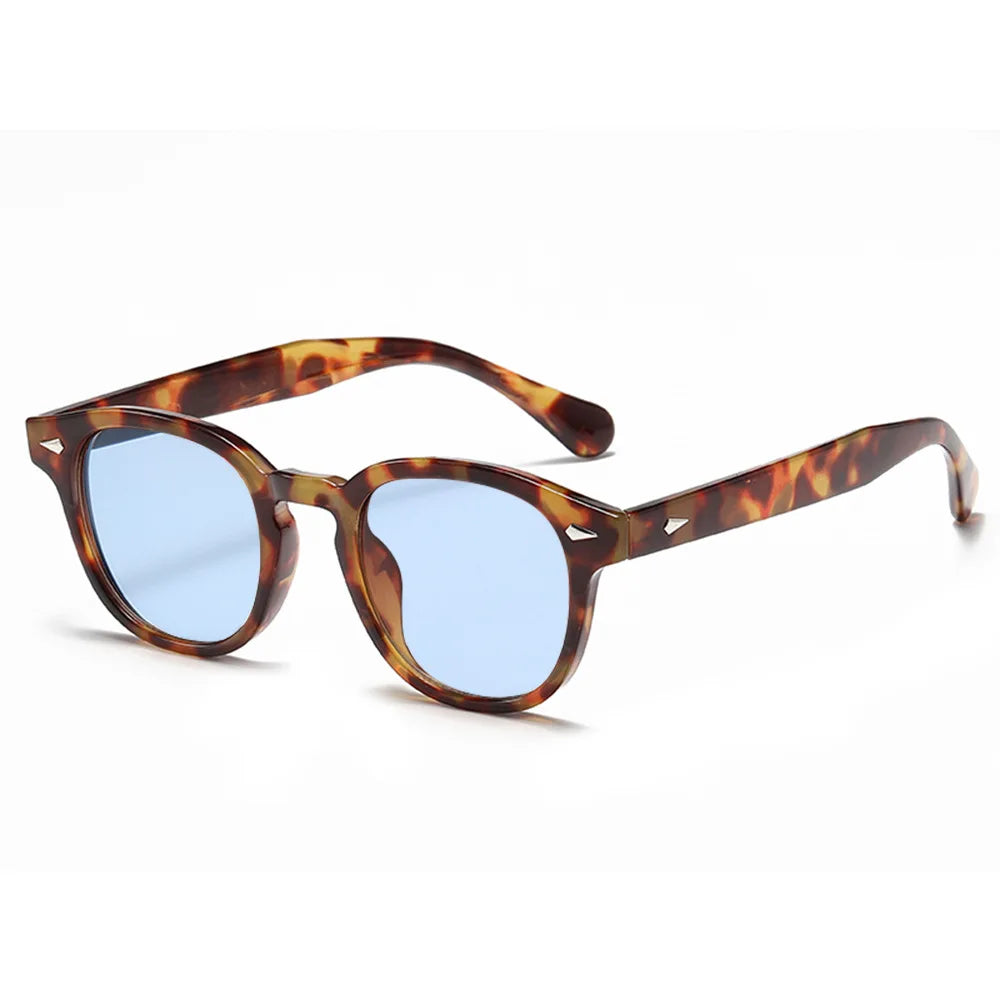 Quality New Retro round Sunglasses Women Fashion Rivets Decoration Shades UV400 Men Punk Leopard Sun Glasses