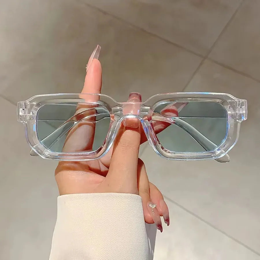 6Pcs/Set Women Vintage Rectangle Frame Sunglasses Fashion Retro Sun Glasses Luxury Brand Design Glasses UV400 Eyewear Men Goggle