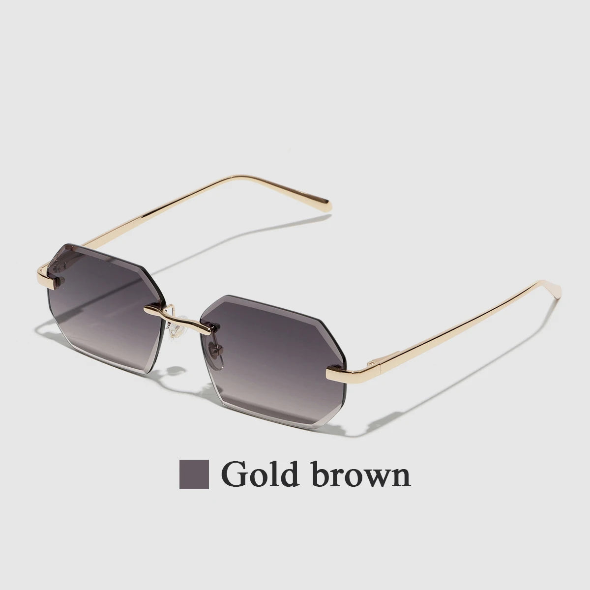 Sunglasses Men Brand Designer Fashion Rimless Sun Glasses Shades Diamond Cut Lens Ladies Frameless Metal Eye Glasses