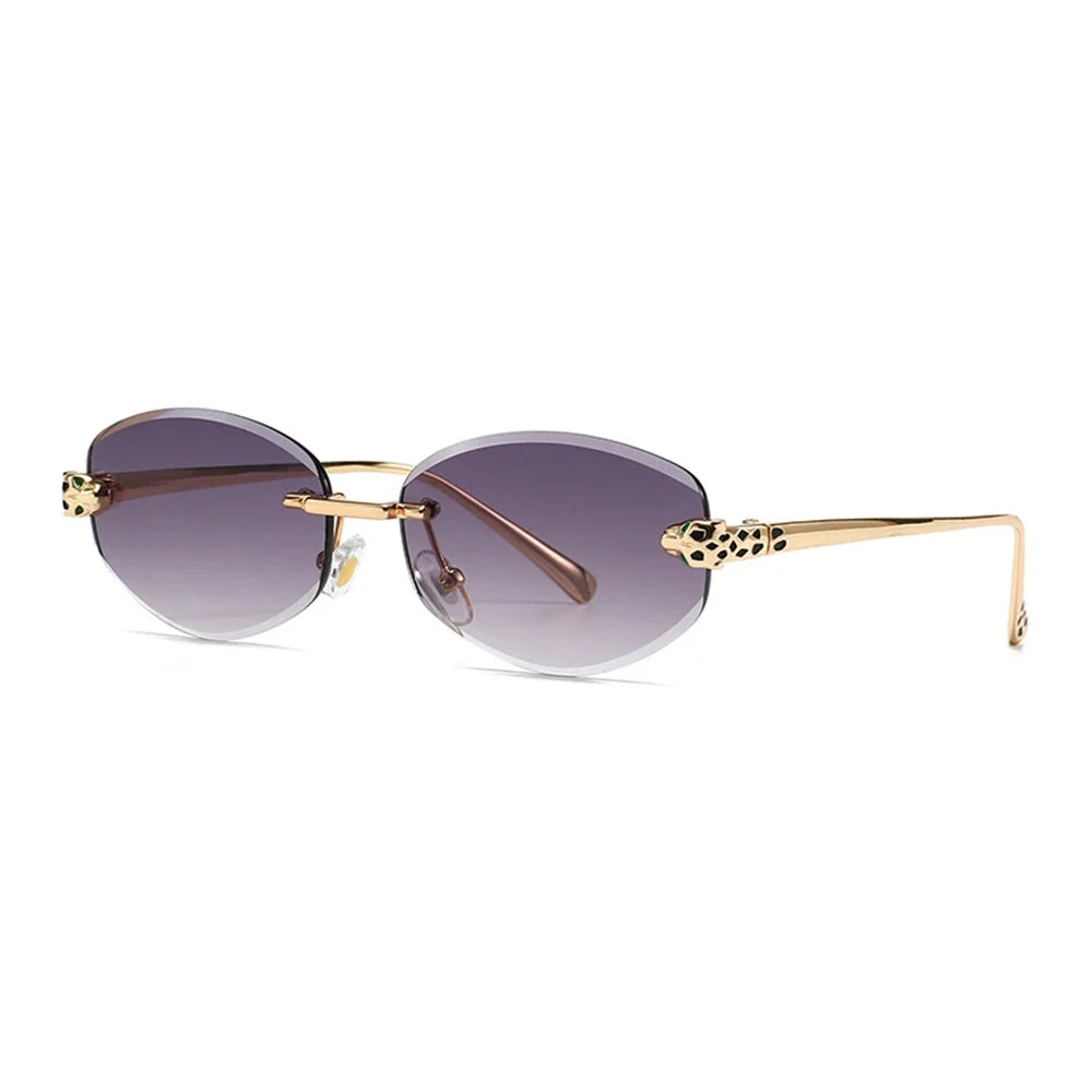 New Rimless Sunglasses for Women Luxury Brand Designer Sun Shades Fashion Diamond Cut for Small Face Oval Y2K Frameless