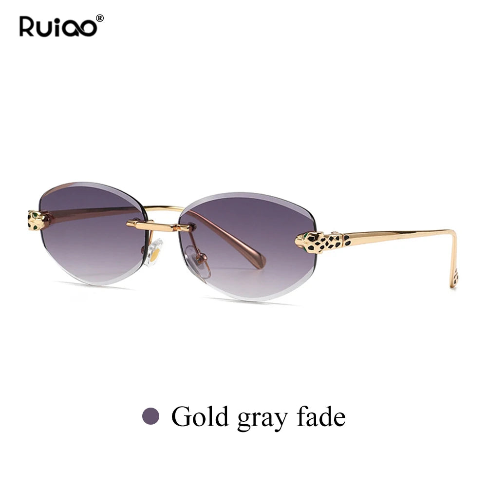 New Rimless Sunglasses for Women Luxury Brand Designer Sun Shades Fashion Diamond Cut for Small Face Oval Y2K Frameless