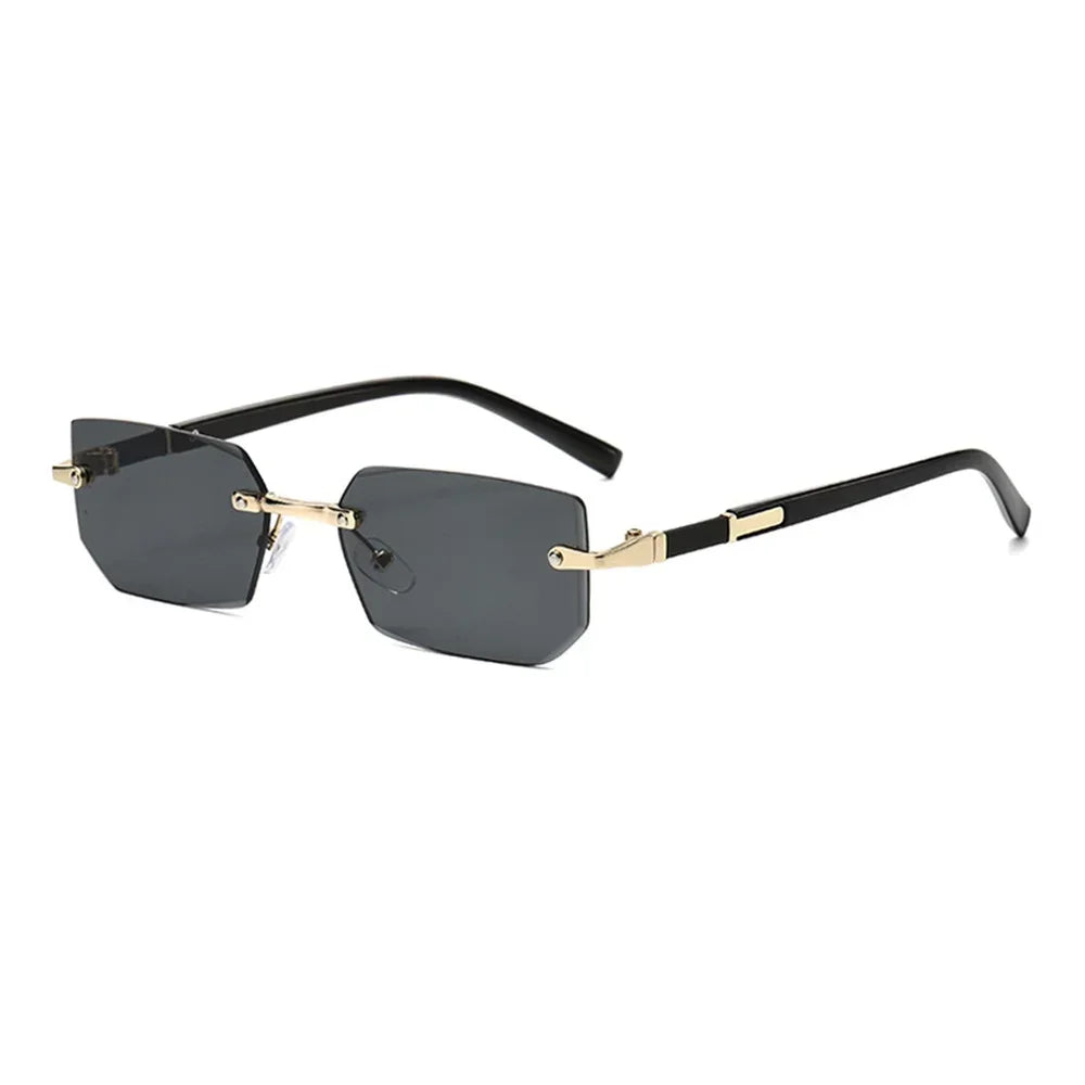 Rimless Cut Edge Rectangle Sunglasses Unisex Frameless Eyewear Designer Fashion Vintage Square Shade Y2K Sun Glasses Goggles