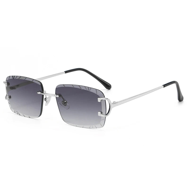 Square Rimless Glasses Trend Metal High-Grade Men'S and Women'S Sunglasses Street Shot Sunglasses