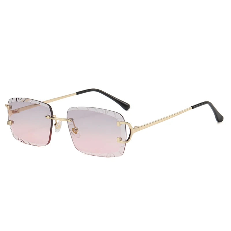 Square Rimless Glasses Trend Metal High-Grade Men'S and Women'S Sunglasses Street Shot Sunglasses